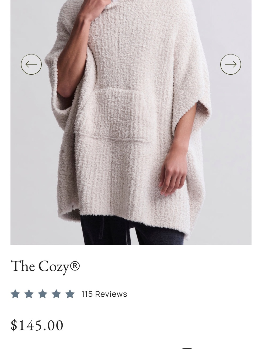 Barefoot Dreams The Cozy Women's Plush Poncho Sweater in Cream cozy chic
